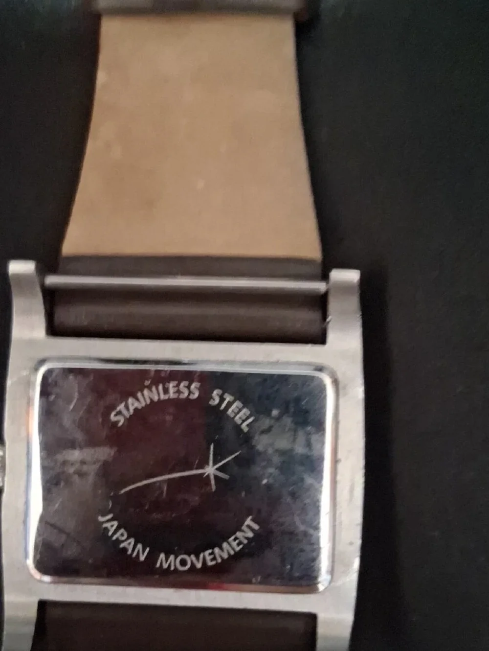 Manoel Bernardes Rectangular Watch - 48 Garnets - Reddish Brown Leather Strap